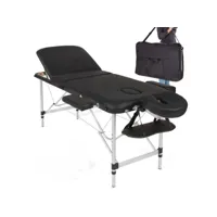 table de massage pliable rembourrage épais pliante 3 zones aluminium portable housse noir helloshop26 08_0000451