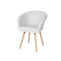 chaise de salle à manger malmö t633, fauteuil, design rétro des années 50 ~ similicuir, blanc