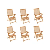 6 pcs chaises de jardin - chaises d'extérieur - fauteuils de jardin avec coussins bordeaux bois de teck togp69543