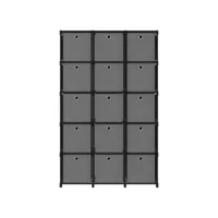 étagère de rangement, étagère à 15 cubes avec boîtes noir 103x30x175,5 cm tissu salon558692