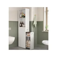 vasagle colonne de salle de bain haut, avec tiroirs et étagère réglable, 40 x 18 x 134,4 cm (p x l x h), style moderne, blanc classique 40 x 18 x 134,4 cm (p x l x h)