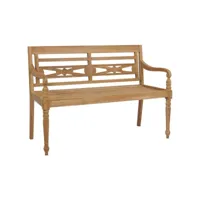banc batavia avec coussin, banc exterieur, mobilier de jardin bordeaux 150 cm bois de teck massif pewv40625 meuble pro