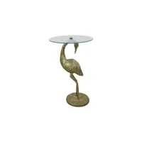 crane bird - table d´appoint - verre doré antique/métal 24*40*64