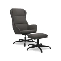 chaise de relaxation et repose-pied gris foncé tissu microfibre -asaf96393 meuble pro