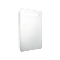 armoire de salle de bain à miroir led blanc brillant 60x11x80cm