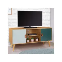 meuble tv 113 cm scandinave alize bois et vert