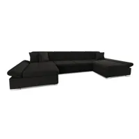 ulys - canapé panoramique u - convertible avec coffres - 7 places - style contemporain - best mobilier - noir