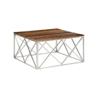 table basse bar contemporaine argenté inox et bois de mélèze massif