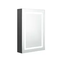 armoire de salle de bain à miroir led gris 50x13x70 cm
