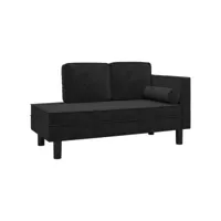 chaise longue, canapé fixe, canapé de salon moderne avec coussins et traversin noir velours efe25446