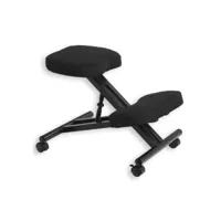 tabouret ergonomique robert siège ajustable repose genoux chaise de bureau sans dossier, en métal noir et assise rembourrée noir