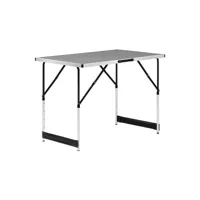 table de camping pliante.table de jardin pliable en aluminium et mdf.100x60x94 cm. gris