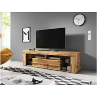 meuble banc tv - 140 cm - chêne wotan - style design everest