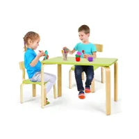 giantex ensemble table et chaise pour enfant, inclus 1 table et 2 chaises, bonne protection en bois courbé, idéal pour l’intérieur