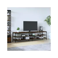 meuble tv - armoire de tv  banc tv  pour salon chêne marron 200x30x50 cm bois d'ingénierie et métal -neww30390