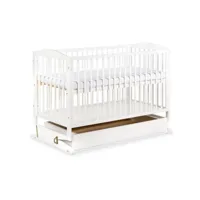 henry lit à barreaux bébé à bascule 120x60 + tiroir   blanc