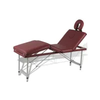 table pliable de massage rouge 4 zones lit de massage  table de soin avec cadre en aluminium meuble pro frco89382