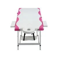 vidaxl table de massage pliable 3 zones aluminium blanc et rose 110242