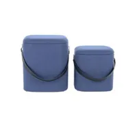 paris prix - lot de 2 poufs & coffres de rangement arabella 44cm bleu & noir
