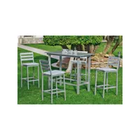 ensemble table et chaises de jardin galicia 130 plata + coussins 29446