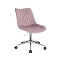 chaise de bureau tabouret en velours pivotant 360°-tabouret à roulettes réglable en hauteur-rose