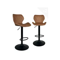 lot de 2 chaises de bar design matelassé fado (noir marron)