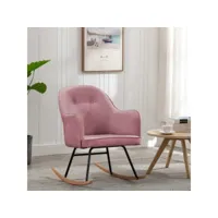 chaise à bascule fauteuil à bascule  fauteuil de relaxation rose velours meuble pro frco56885