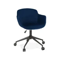 chaise de bureau 'rolling' en velours bleu sur roulettes chaise de bureau 'rolling' en velours bleu sur roulettes