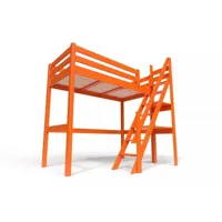 lit mezzanine bois avec escalier de meunier sylvia 90x200  orange 1130-o
