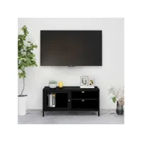 meuble tv，meuble de rangement，banc tv noir 90x30x44 cm acier et verre cmwi584195
