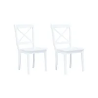 lot de 2 chaises de salle à manger cuisine design classique blanc bois d'hévéa massif cds020160