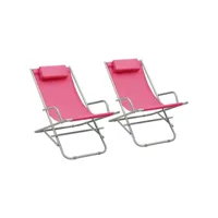 lot de 2 chaises à bascule fauteuils à bascule  fauteuils de relaxation acier rose meuble pro frco64750