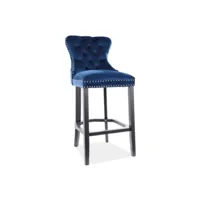 chaise de bar baroque velours capitonné bleu nebul 249