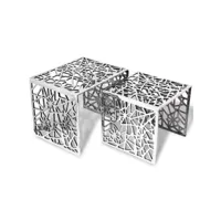 table de salon - table auxiliaire carrée 2 pièces aluminium argenté unique cl0000048412-vdcl-240307-table basse-3164