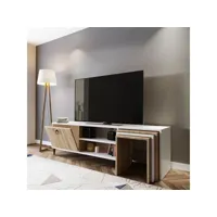 meuble tv combiné table gigogne aptare 180cm panneau bois blanc