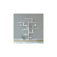 homemania bibliothèque tree - etagère - avec étagères - pour mur, bureau, salon - blanc en panneau de mélamine, 175 x 25 x 161 cm hio8681847178491