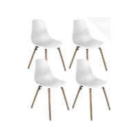 lot de 4 chaises scandinaves de cuisine pieds bois ova (blanc)