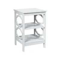 table de chevet à 3 niveaux table d'appoint en forme o simple et contemporain 40x40x61cm blanc helloshop26 20_0004173
