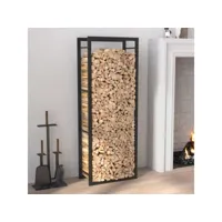 portant de bois de chauffage porte-bûches - abri de stockage pour jardin - noir mat 50x28x132 cm acier meuble pro frco66634