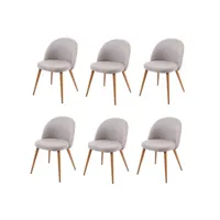 6x chaise de salle à manger hwc-d53, fauteuil, style rétro années 50, en tissu ~ gris clair