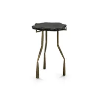 table d'appoint pierre noir et métal doré gina h 65 cm