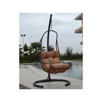 fauteuil suspendu simple moonfleet métal anthracite et tissu orange