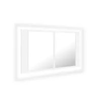 armoire salle de bain à miroir led blanc 80x12x45 cm acrylique
