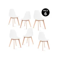 mc haus · katla blanche x6 · lot de 6 chaises de salle à manger blanches en polypropylène avec pieds en bois