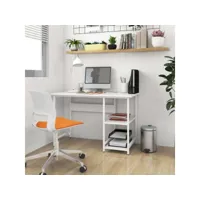 bureau d'ordinateur  bureau informatique blanc 105x55x72 cm mdf et métal meuble pro frco25290