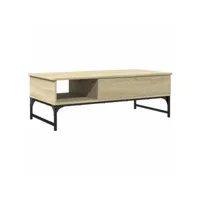 table de salon chêne sonoma 100x50x35cm bois d'ingénierie et métal
