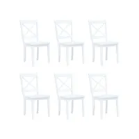 lot de 6 chaises  chaises de salle à manger chaise de cuisine  blanc bois d'hévéa massif meuble pro frco36530