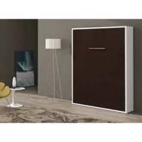 armoire lit escamotable vertical 90x200 kola-avec matelas-coffrage blanc-façade glacial 3d