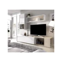 meuble tv extensible - decor chene naturel et blanc - l 230 x p 41 x h 180 cm - obi 03k5513286