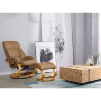 fauteuil massant et chauffant en cuir pu beige force 85298
